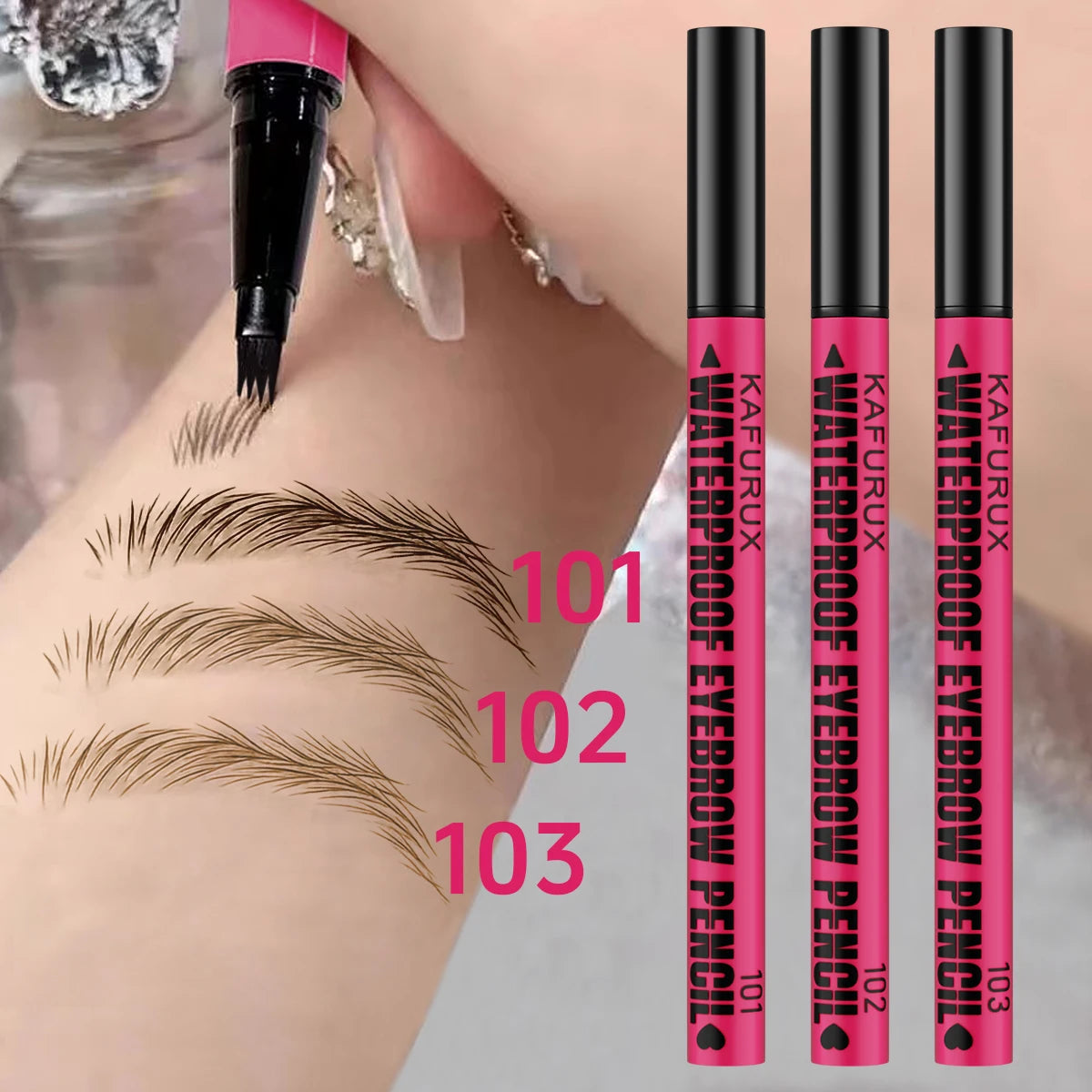 Eyebrow Pen – Waterproof 3-Color – Liquid | KIMLUD