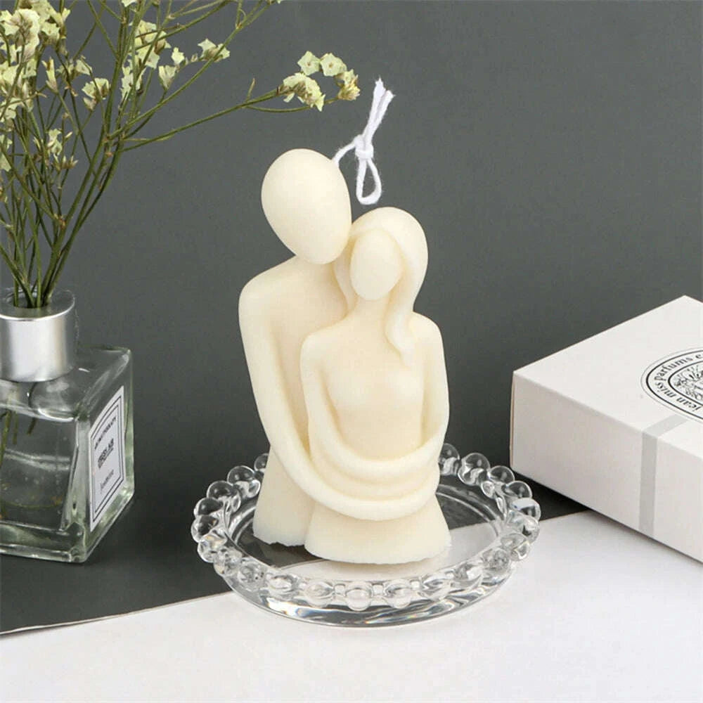 KIMLUD, Abstract Couple Hugging Soy Wax Candles Aromatherapy Scented Candles Cube Candles Home Decor Wedding Party Guest Gift Souvenirs, KIMLUD Womens Clothes