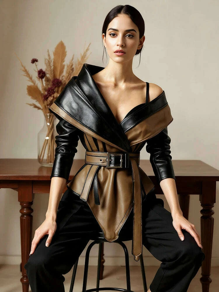 pu-faux-leather-jacket-for-womens-one-shoulder-splice-irregular-hem-long-sleeve-leather-coat-casual-vintage-elegant-jacket-beltkimludkimlud-35560540