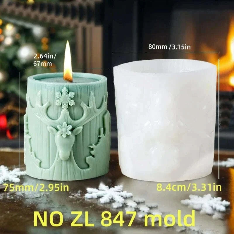 KIMLUD, 2025 Christmas House Fragrance Candle Silicone Mold Santa Claus Santa Claus Knocking On Door Giving Gifts Resin Plaster Molds, KIMLUD Womens Clothes