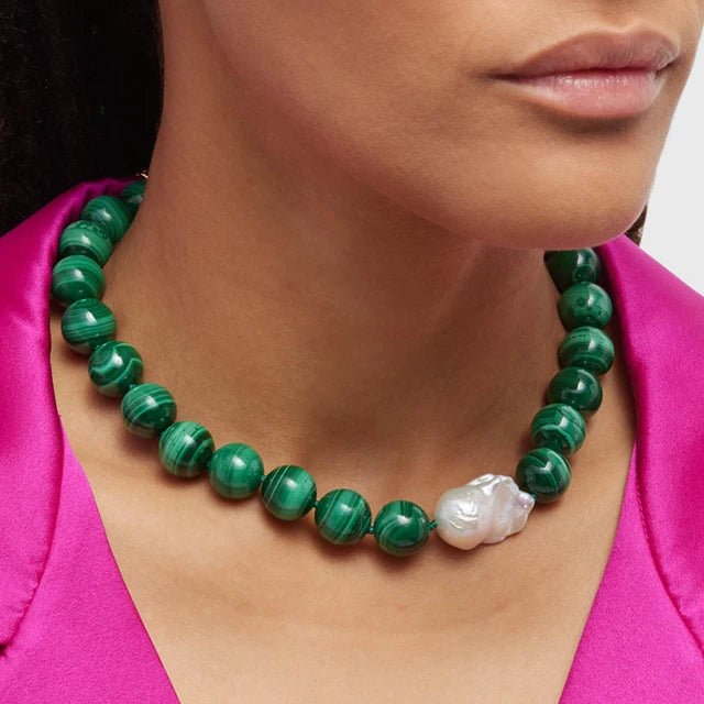 Silk Beaded Knotted Necklace — Aquamarine | KIMLUD
