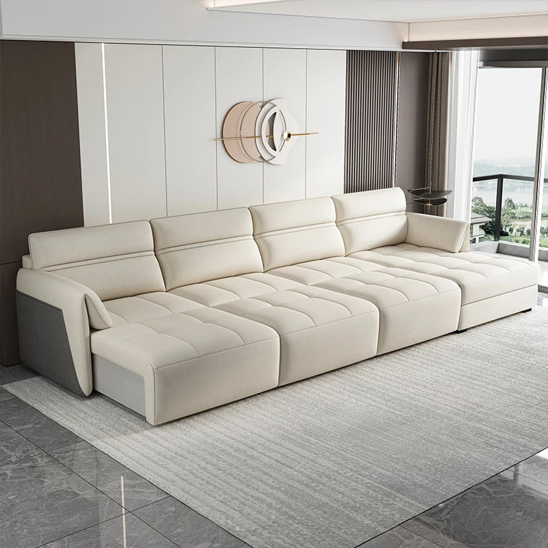 Multifunctional Storage Sofa With Concealed Storage And Sofa Bed — Creamy Ivory | KIMLUD