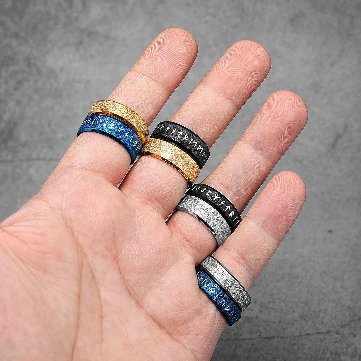 Viking Runes Simple Matte Shiny Stainless Steel Men Rings Punk New In For Male Women Fashion Jewelry Creativity Gift Wholesale