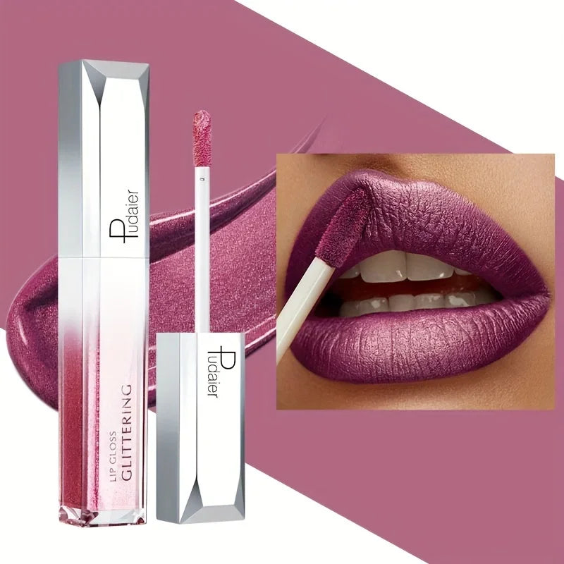 Metallic Lip Gloss Set Waterproof Long-Lasting — Mauve Rose | KIMLUD