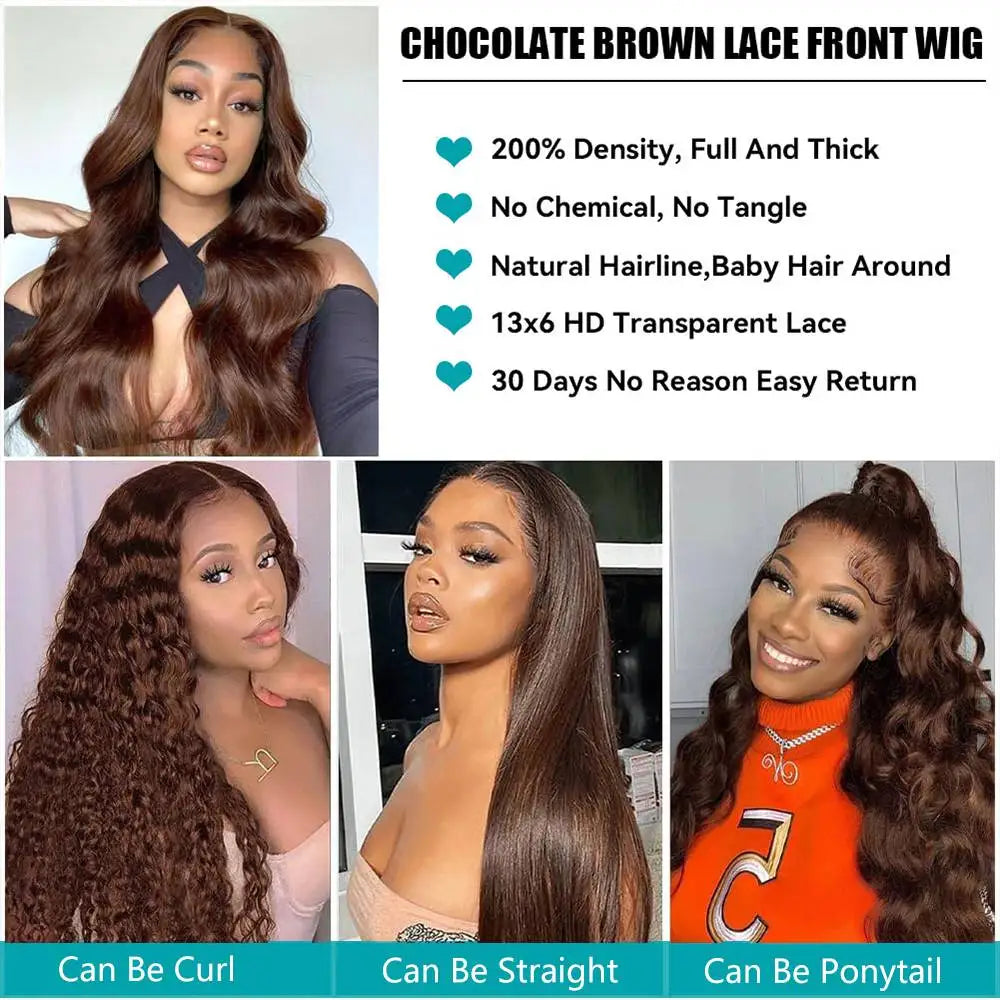 Lace Front Wig – Body Wave – HD Lace Front – Chocolate Brown | KIMLUD