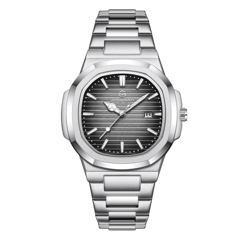 Stainless Steel Military Watch Luminous Week Display — Teal Blue | KIMLUD