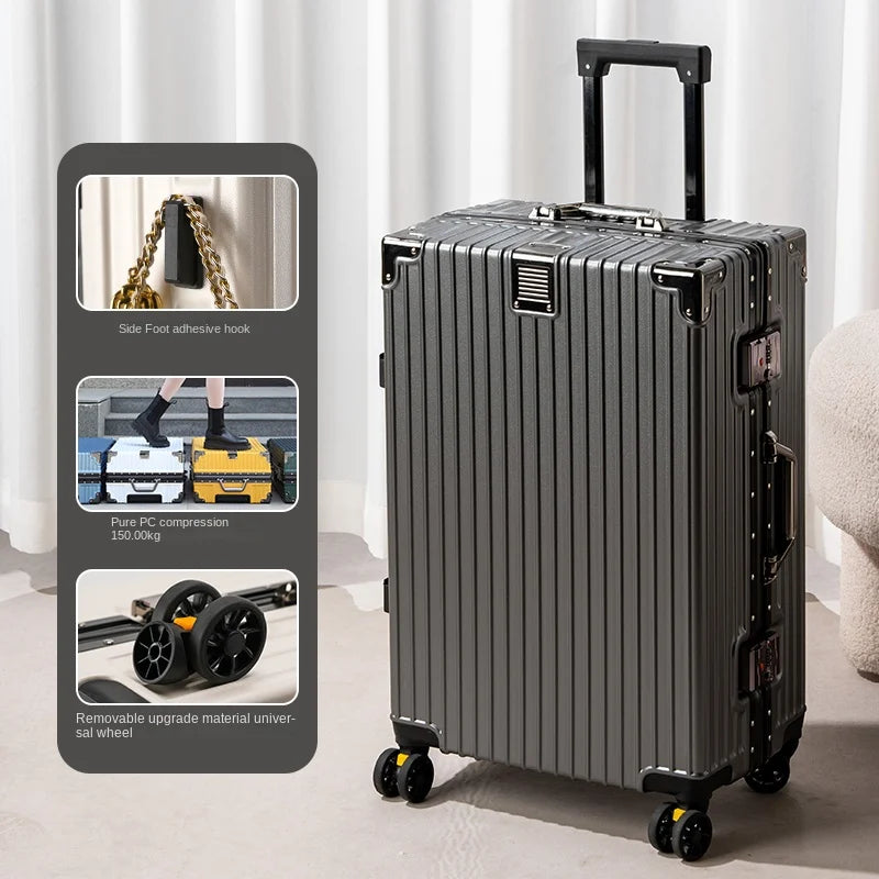 Aluminum Frame Lightweight Travel Suitcase — White | KIMLUD