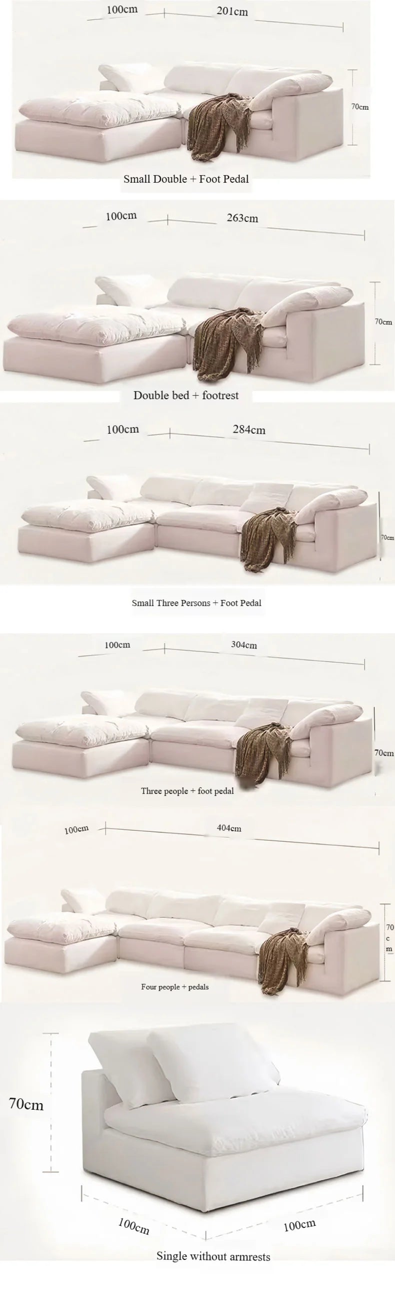Velvet L-Shaped Sofa With Two-Three Seater Config — Ivory | KIMLUD