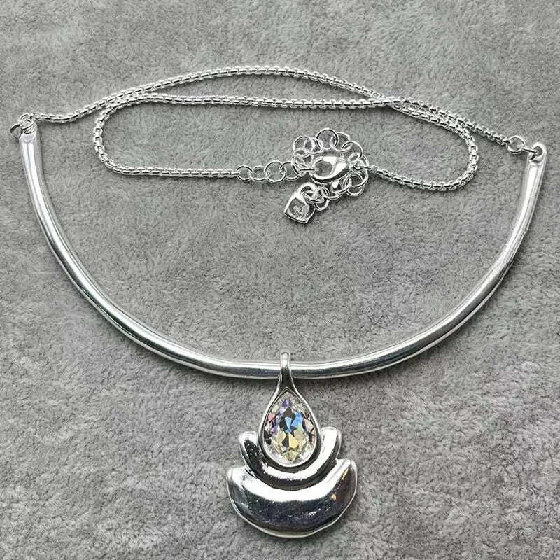 KIMLUD, 2025 Summer New Bestseller Shiny and Beautiful Blue Crystal Necklace, Women's Jewelry Gift, KIMLUD Womens Clothes