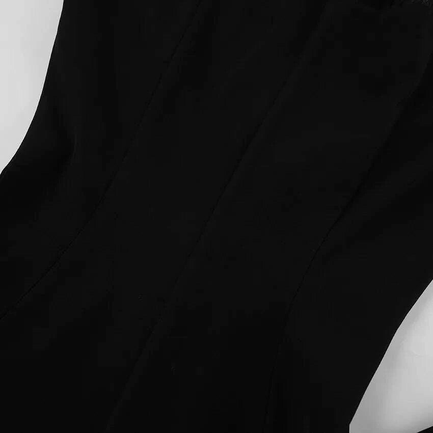 KIMLUD, 2025 Autumn and Winter New Fashion Black Small Suit Solid Jacket Design Sense Lace Splicing Commuting Long Sleeved Top Coat, KIMLUD Womens Clothes
