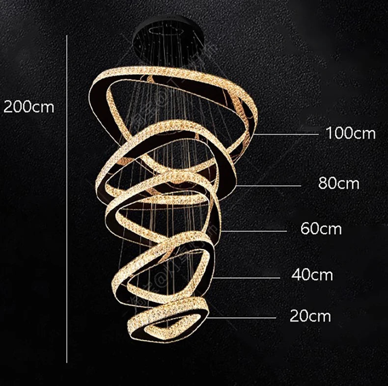 Ring Pendant Light With Dimmable LED Rings — Antique Gold | KIMLUD