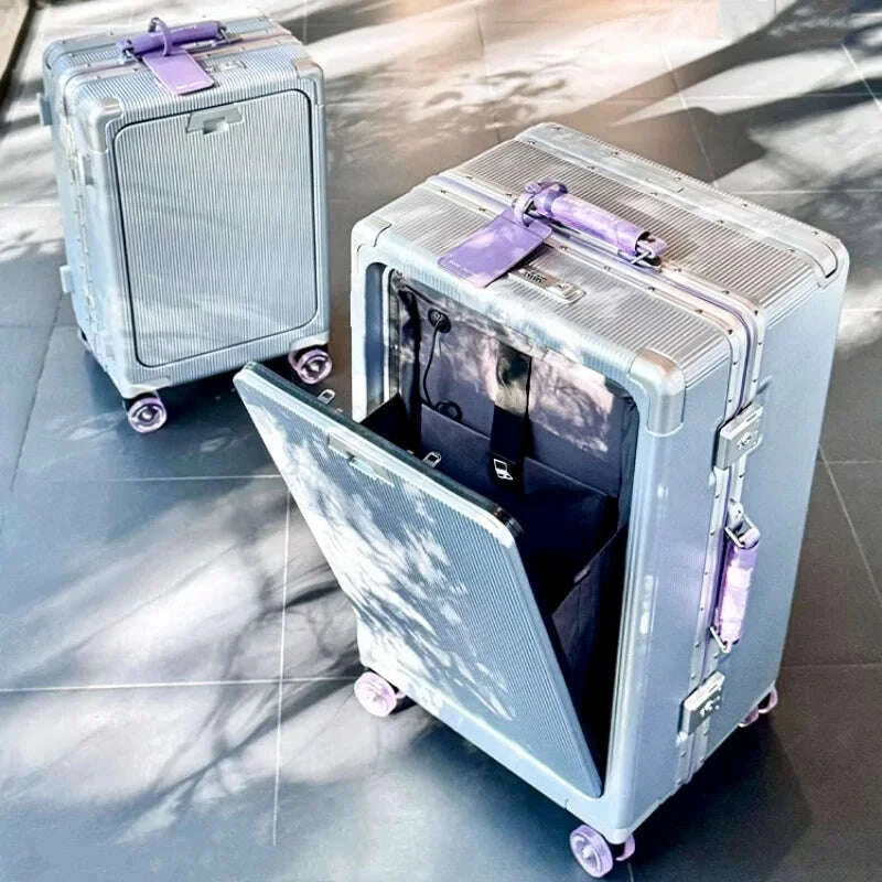 front-opening-pocket-rolling-luggage-aluminum-frame-wide-handle-trolley-suitcase-with-upgrade-silent-wheel-usb-charging-plug-tsakimlud-womens-fashion-34614314