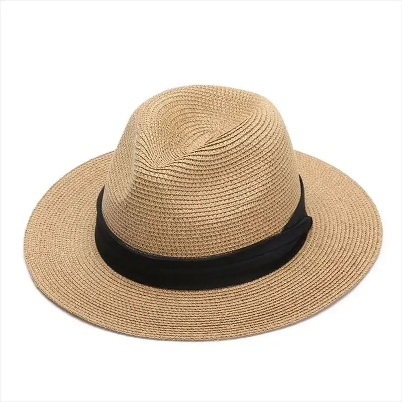 Panama Straw Sun Hat Plus Size 63cm Unisex — Natural | KIMLUD