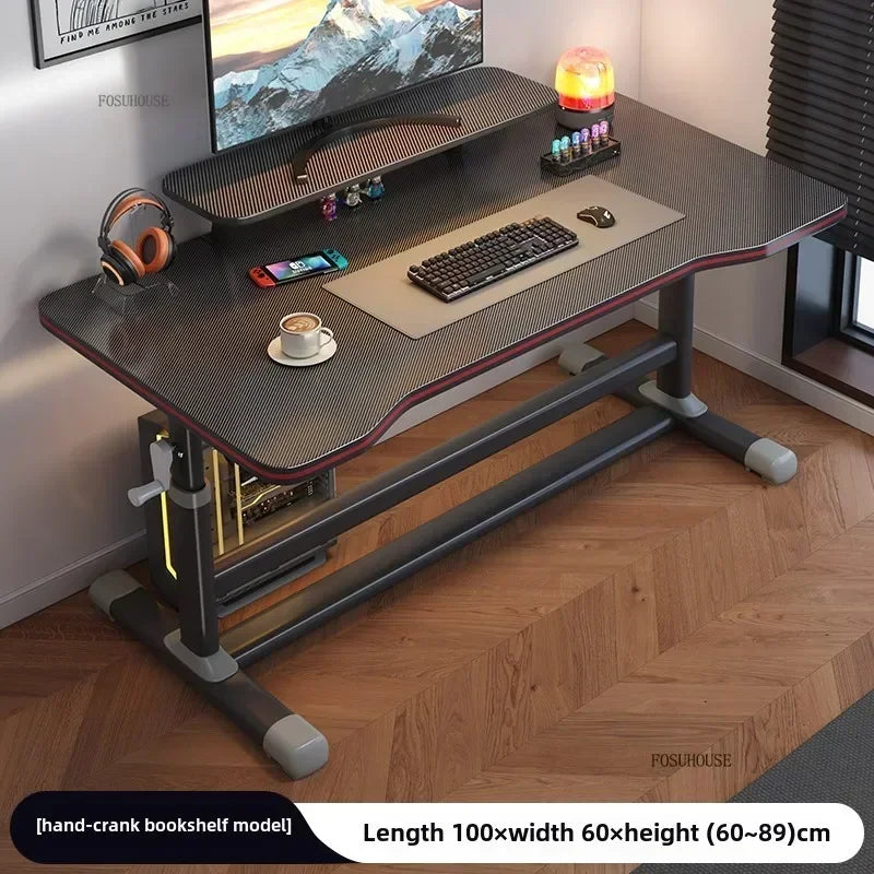 L Shape Desk Liftable Computer Table — Graphite Black | KIMLUD