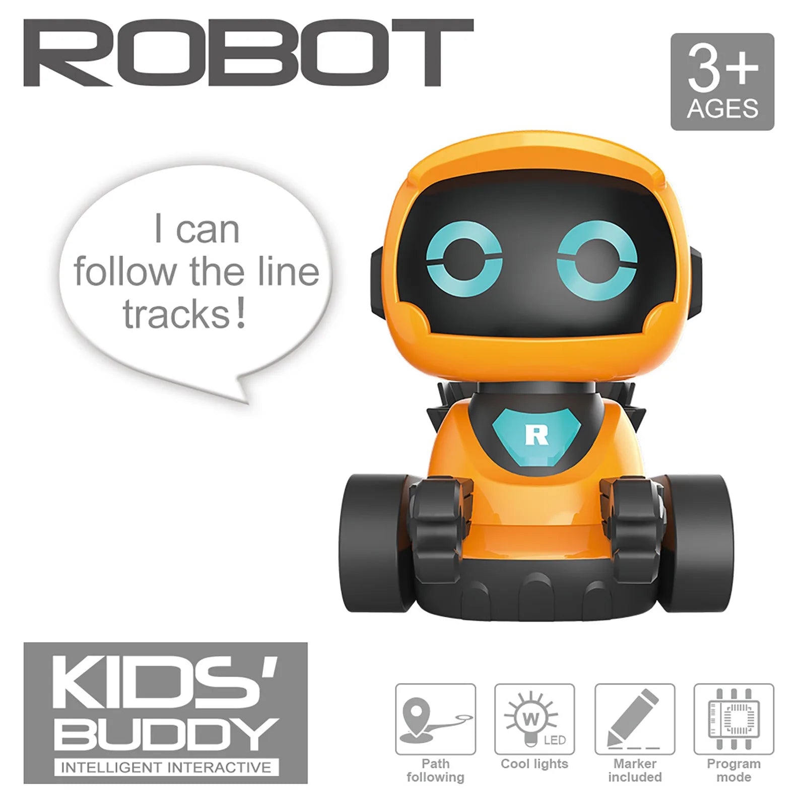 Smart Kids Early Education Intelligent Robots Educational Robot Toys for Kids with Cute Sound Effects & Track Drawing Function