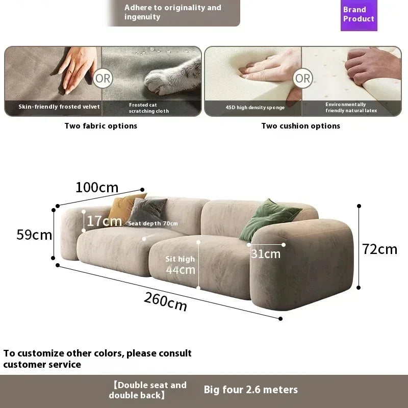 Modern Fabric Sofa Bed Foam Cushions — Beige | KIMLUD