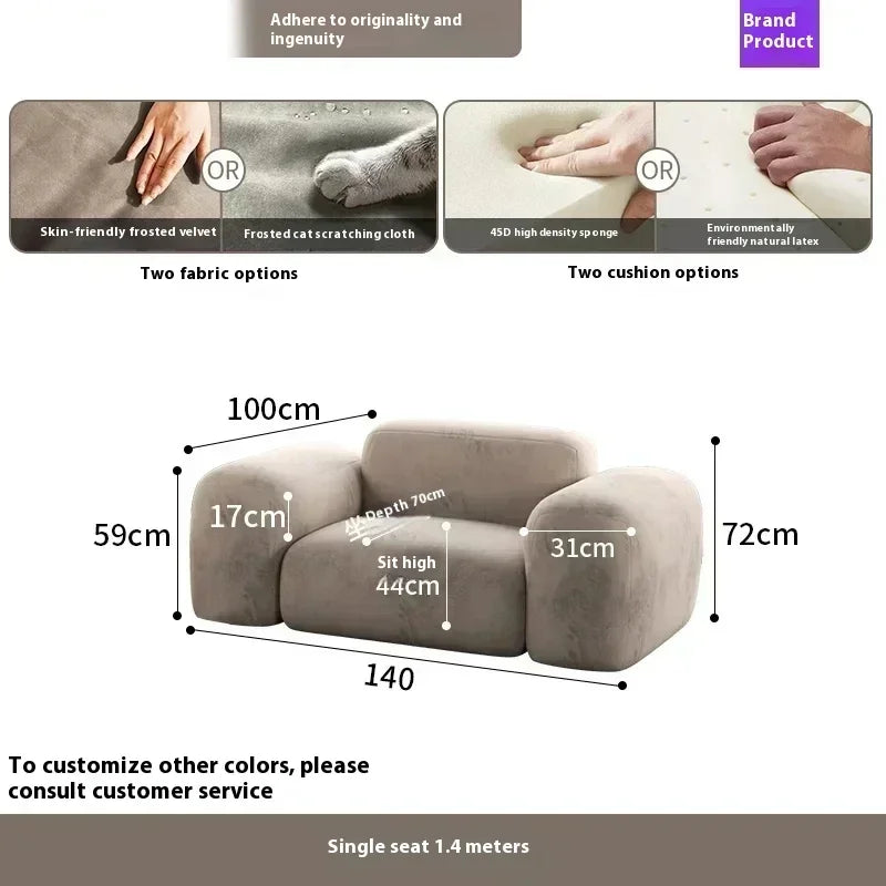 Modern Fabric Sofa Bed Foam Cushions — Beige | KIMLUD