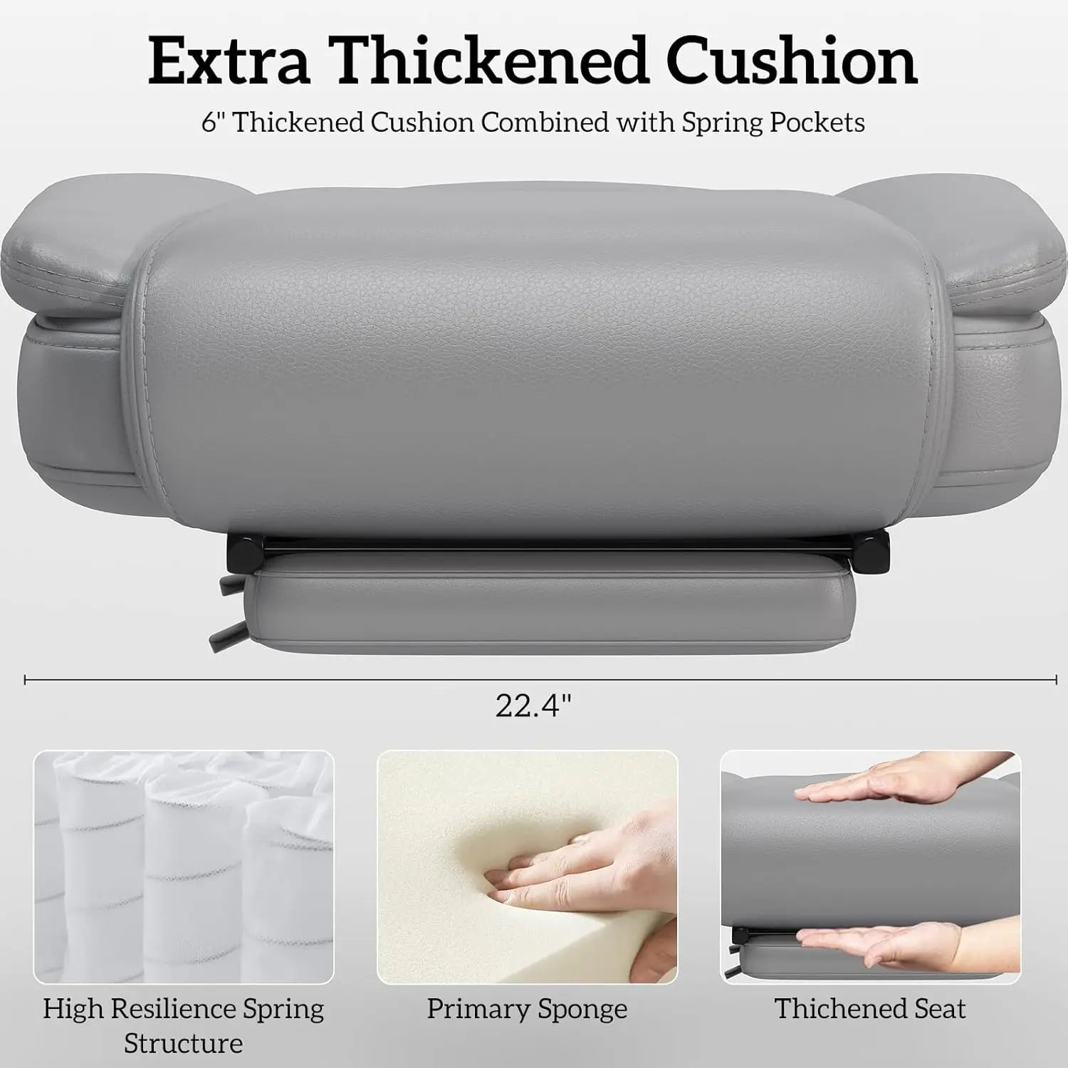 Criss Cross Chair with Wheels, 160°Big and Tall Reclining Office Desk Chair with High Back, Wide Seat, Arms, Footrest, Grey