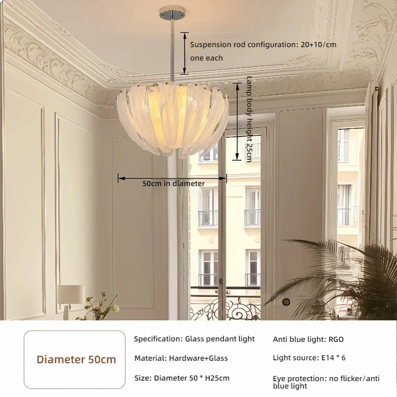 LED Flower Bud Home Living Room White Cloud Glass Pendant Light LED Lamp Ceiling Chandelier Italy Design Lighting Fixture Lustre