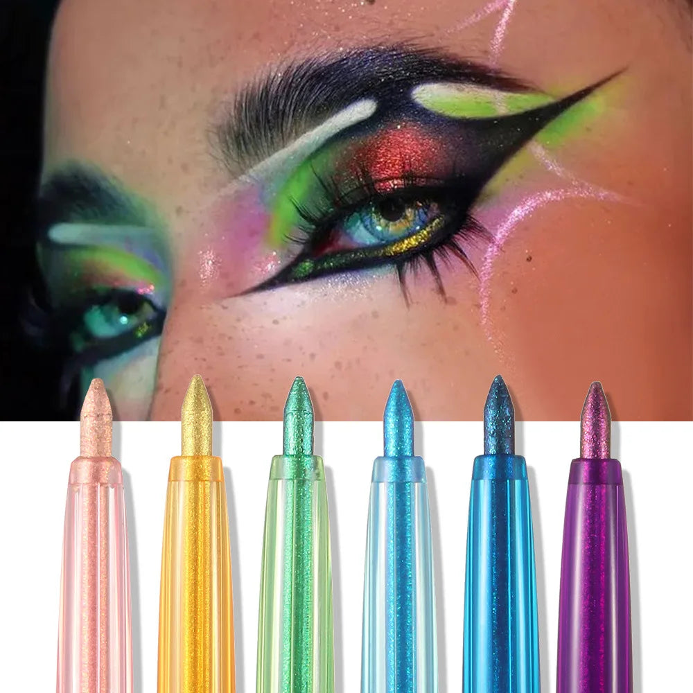 Metallic Chameleon Eyeliner Gel Pen Glitter Multicolor Effect Waterproof Quick Dry — Blue | KIMLUD