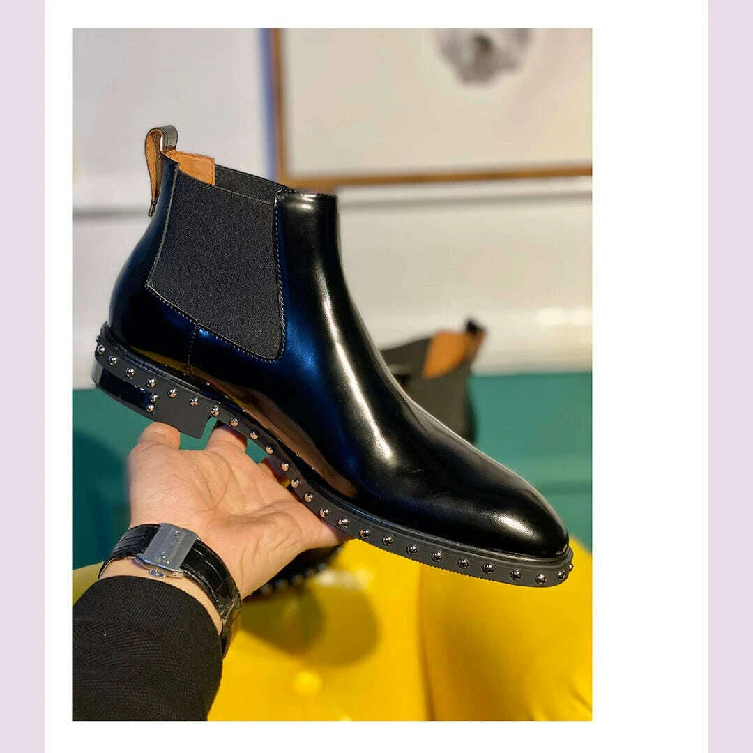 autumn-and-winter-new-cowhide-riveted-bottom-pointed-chelsea-boots-sleeve-elastic-belt-short-tube-large-flat-bottom-men39s-boots-kimlud-kimlud-33910792