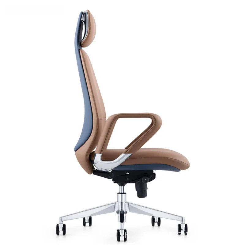 Elastic Leather Office Chair Ergonomic Modern — Blue | KIMLUD
