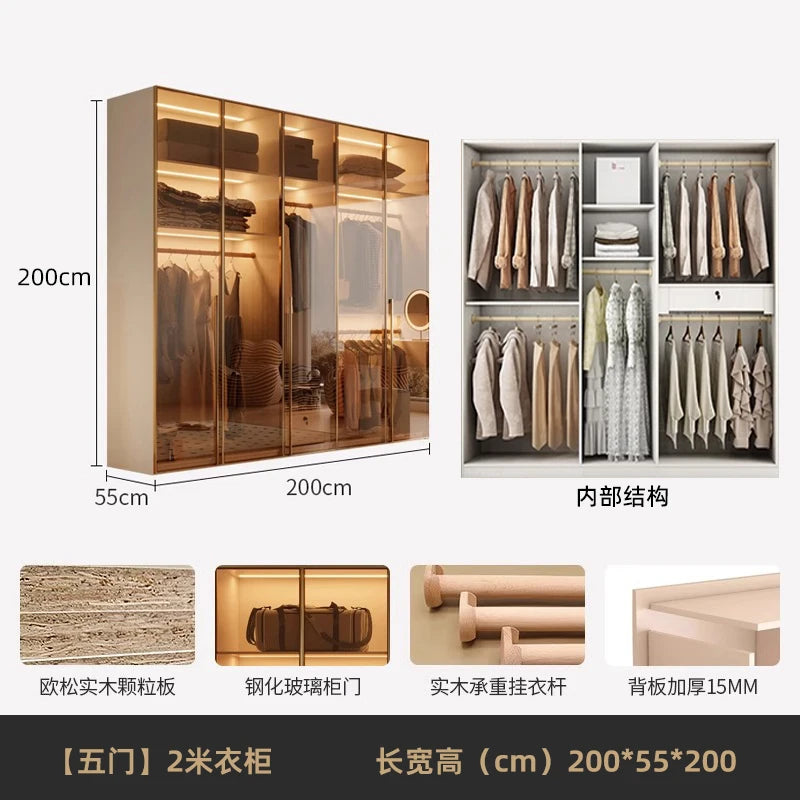 Fabric Open Closet Display Wooden Minimalist Modern Wardrobe Jewelry Cube Modular Wearable Storage Guarda Roupa Salon Furniture