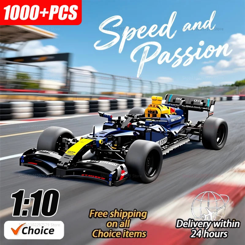 Technical 1000+PCS Performance MOC Creative Racing Car 1:10 Model Building Blocks Set Speed Sport Vehicle Assembly Bricks Toys