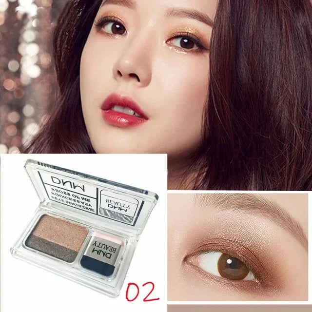Two-color Matte Eye Shadow Double Small Box Lazy Eye Shadow Easy to Carry Eyeshadow Tray Professional Women's Cosmetics