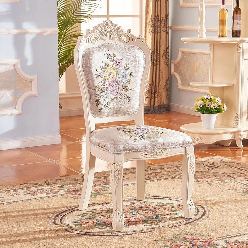 European Style Dining Chair Modern Restaurant Solid Wood Princess Chair Wedding Simple High Quality Muebles Lounge Furniture