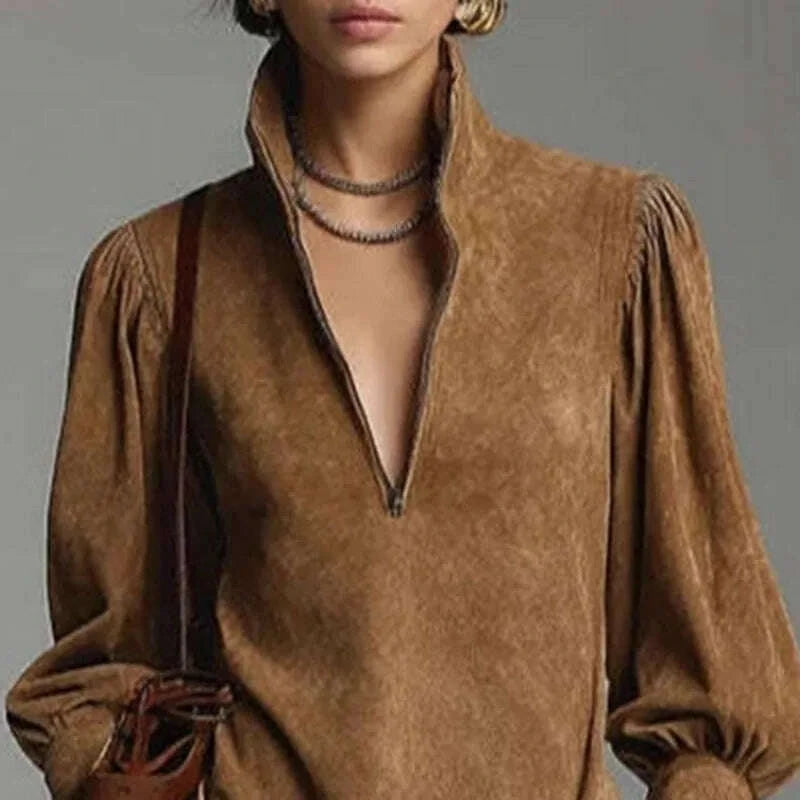 fall-retro-solid-suede-mini-short-dresses-sexy-zipper-turtleneck-slim-pullover-dress-winter-lantern-sleeve-pockets-woman-clotheskimlud-womens-clothes-35076718