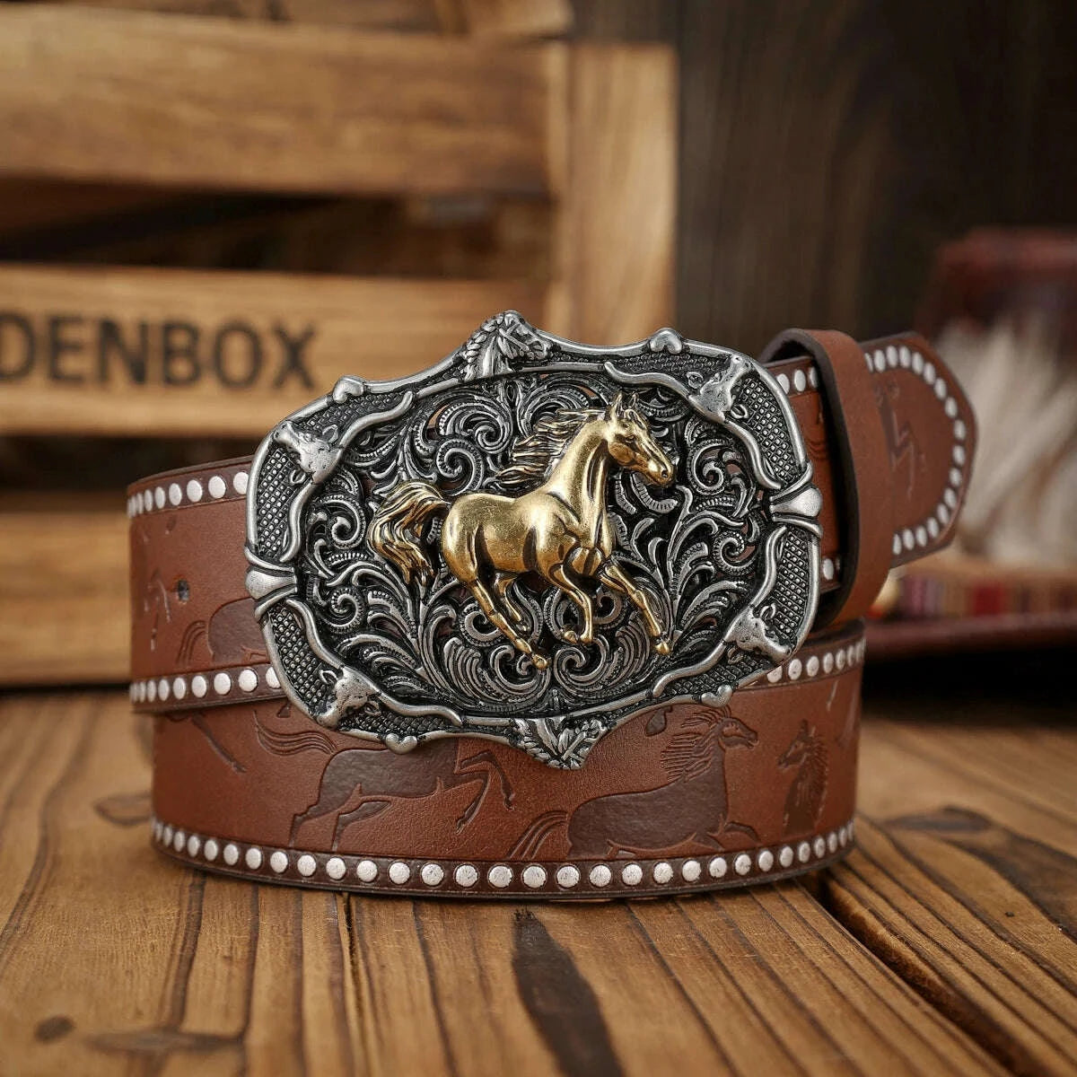 KIMLUD, A unisex Western-style PU belt with buckles, Bohemian style, casual and retro, suitable for daily wear when going out, KIMLUD Womens Clothes