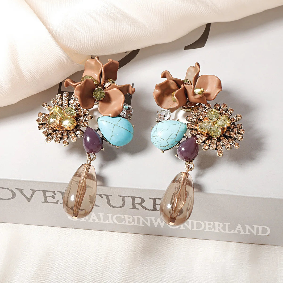 Geometric Zinc Alloy Earrings Water Drop Long — Clear | KIMLUD