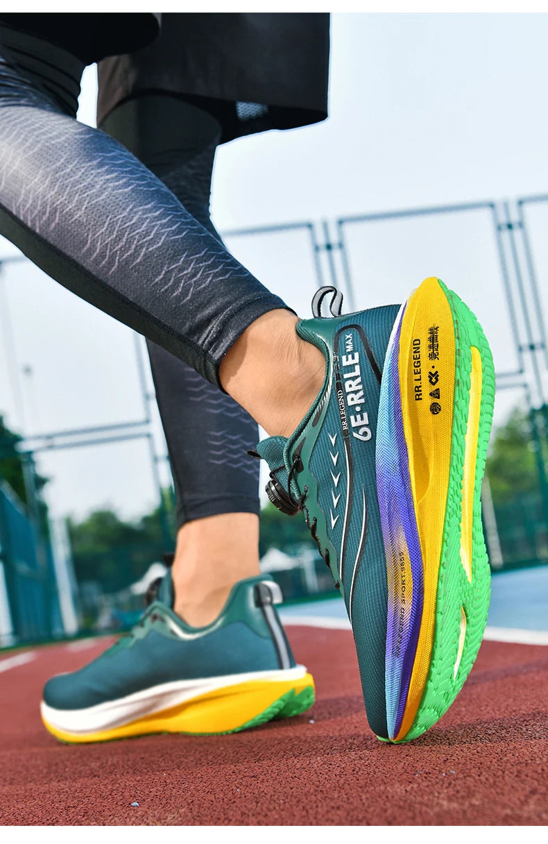 Carbon Plate Running Shoes Air Cushion Double-Layer Mesh Upper Lightweight Breathable — Teal | KIMLUD