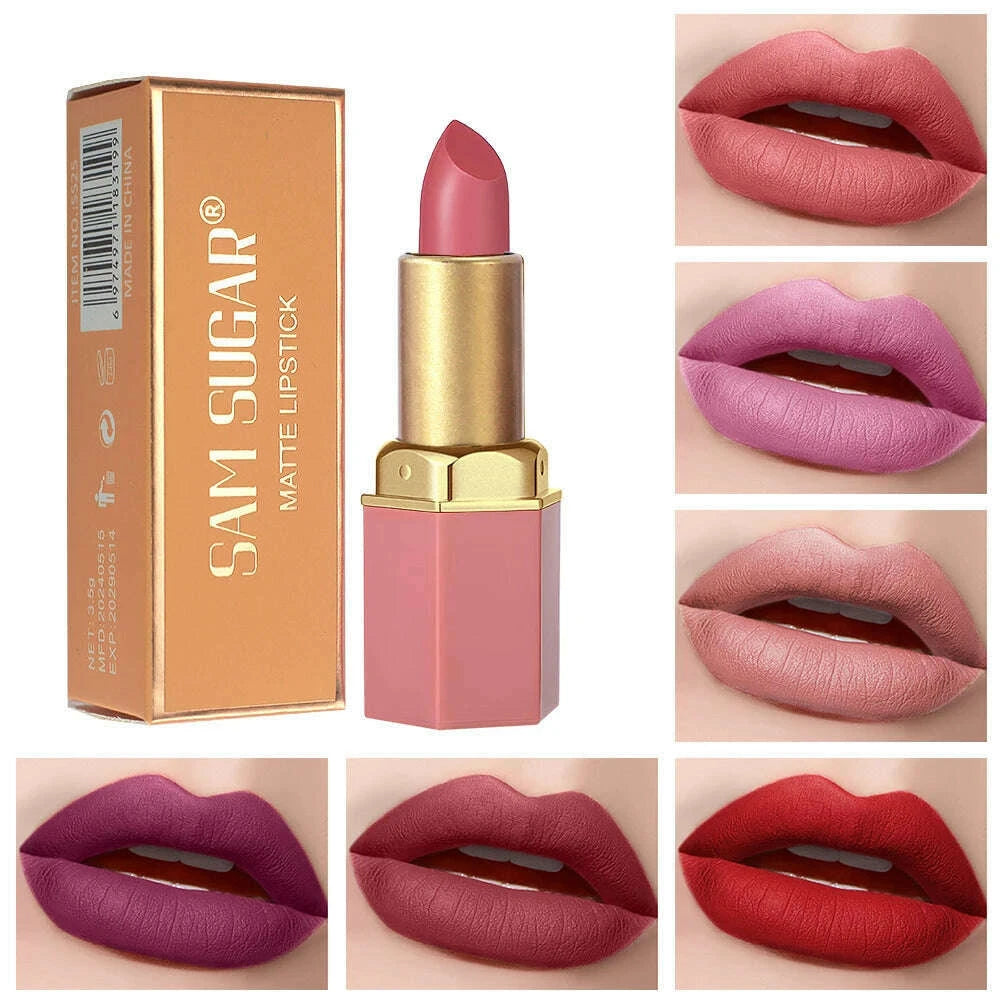 sam-sugar-6-color-matte-lipstick-non-stick-cup-long-lasting-velvet-finish-smooth-matte-lip-color-waterproof-smudge-proof-kimlud-kimlud-33922091