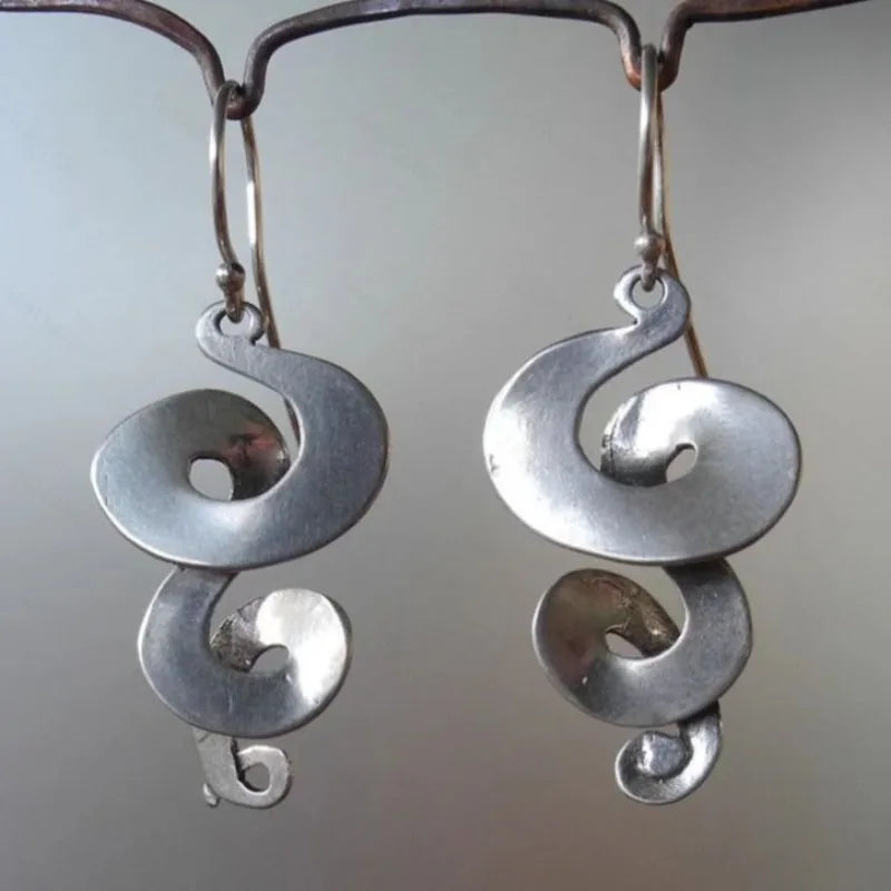 Vintage Silver Color Metal Overlapping Helix Dangle Earrings for Women Creative Personality Earrings Jewelry