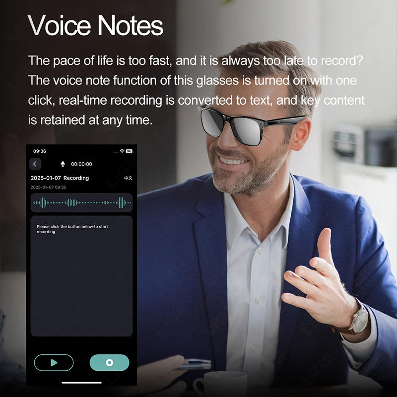 AI smart glasses AI intelligent voice video real-time translation Multiple lenses such as sunglasses,myopia,can be configured