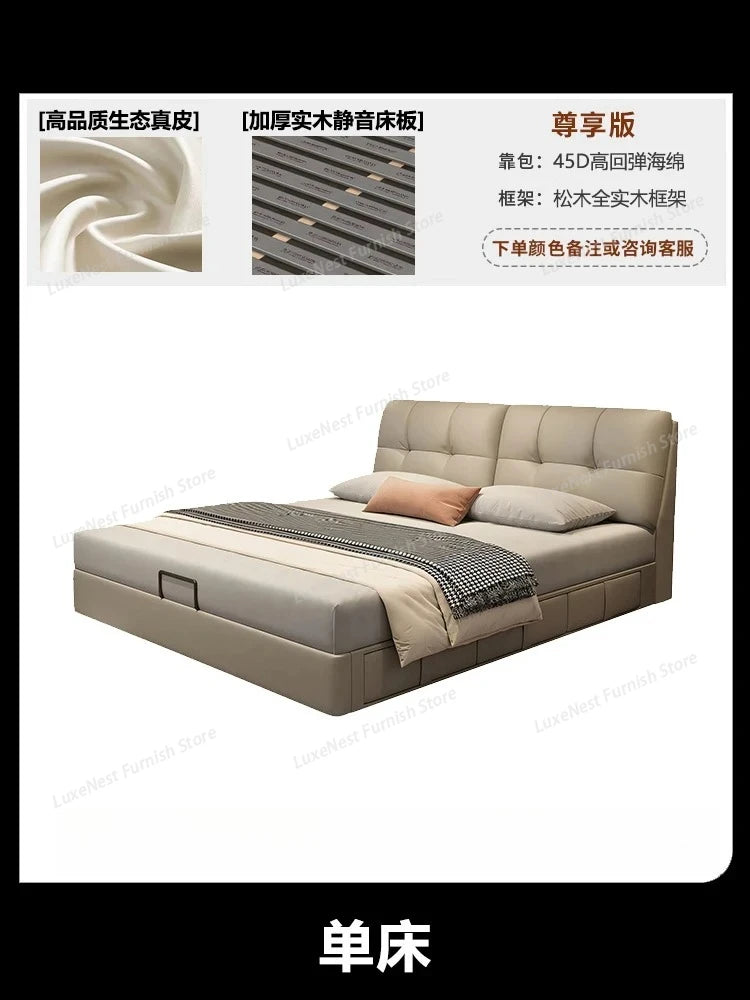 Modern Velvet Bed Headboard Set With Storage — Soft Gray | KIMLUD