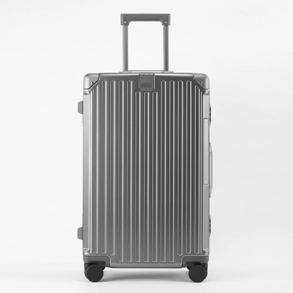 PC Material Rolling Luggage Aluminum Frame — Black | KIMLUD