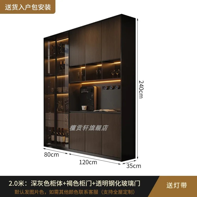 Minimalist Modern Storage Cabinet With Glass Panels — Espresso | KIMLUD