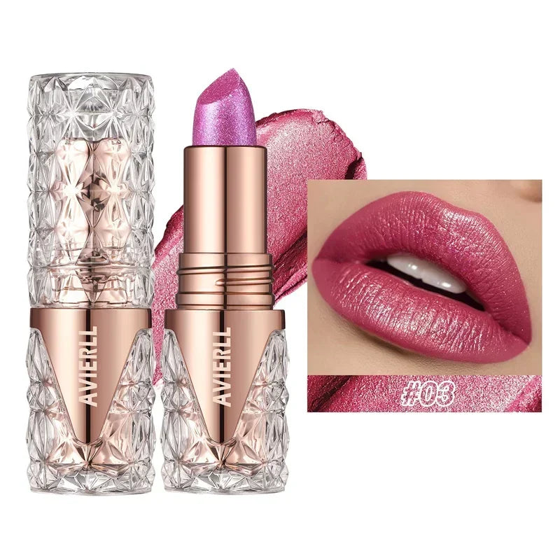 Pearlescent Lip Gloss 3 In 1 Lipstick Long Lasting Shine — Rose Pink | KIMLUD
