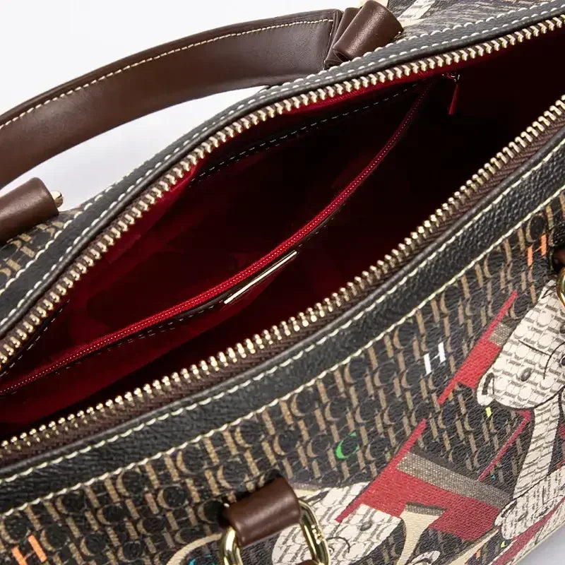 PVC Crossbody Bag Colorful Printed Monogram — Bronze | KIMLUD