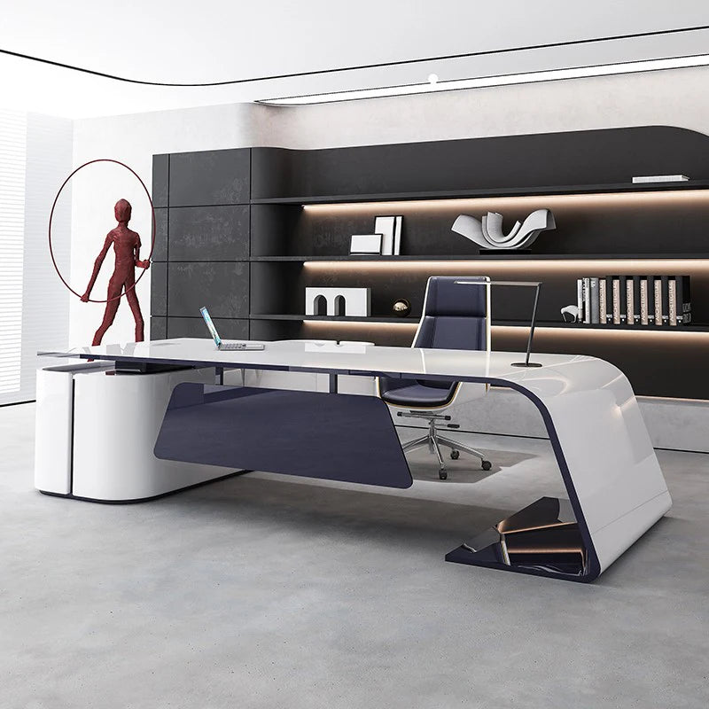 custom.Senior Lacquer Desk Designer High-end President Table Fashion White Manager in Charge of Big Class Desk