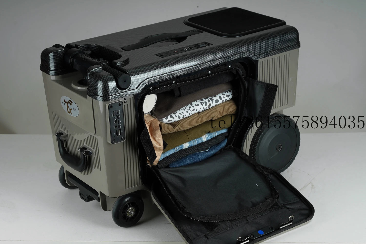 Smart Ride-On Four-Wheel Suitcase Cabin-Sized — Stone Gray | KIMLUD