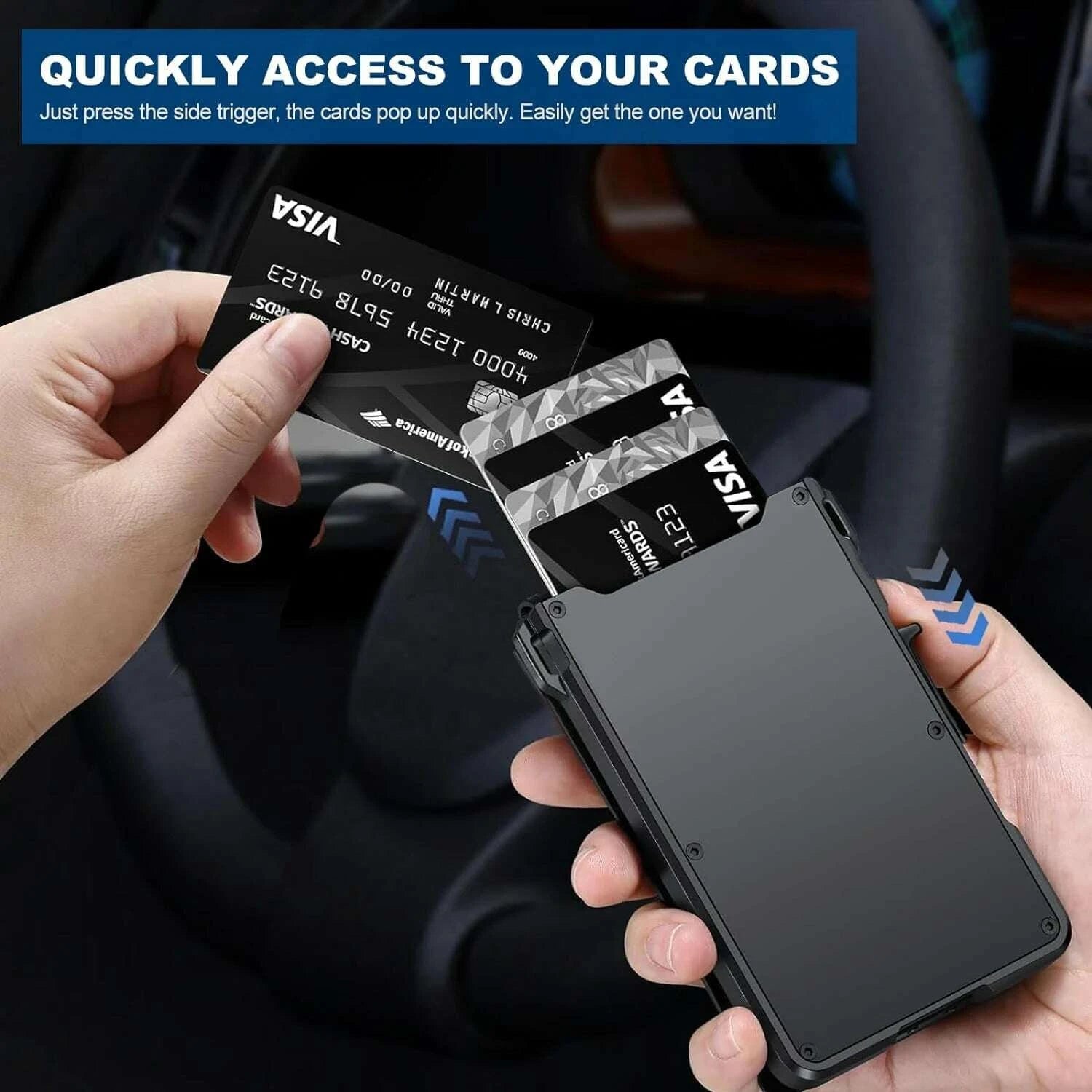 KIMLUD, RFID Blocking Mens Wallet | Minimalist Slim Smart Pop-Up Card Holder, Metal Credit Card Wallet with Money Clip for Men, KIMLUD Womens Clothes