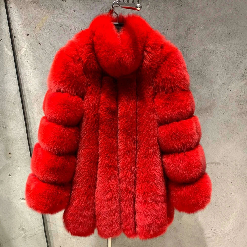 KIMLUD, Long Fox Fur Coats Wholesale Winter Female Natural Fox Fur OutWear Full Pelt Real Fox Fur Jackets with Long Sleeve 909, KIMLUD Womens Clothes