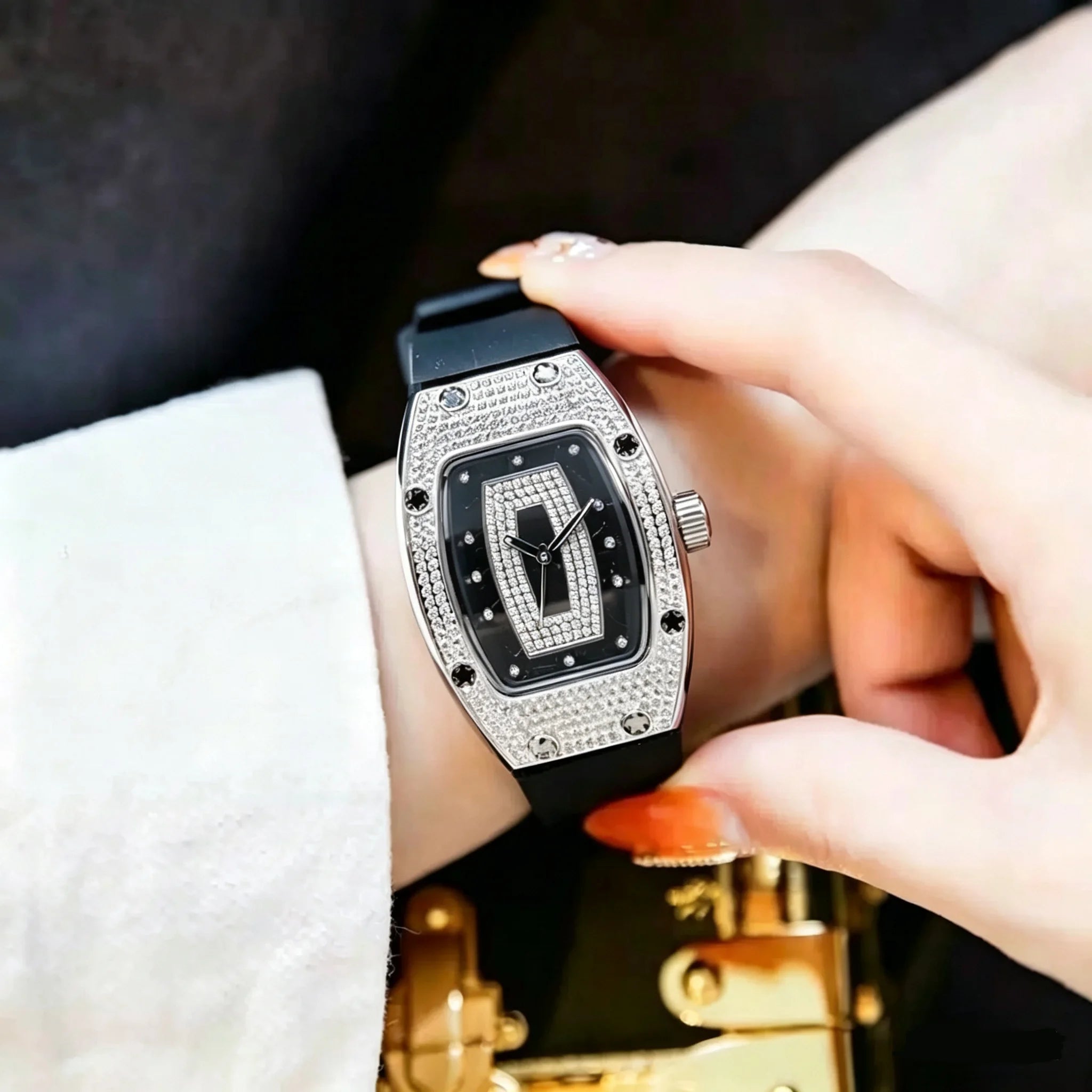 Silicone Tonneau Luxury Watch — Rose Gold | KIMLUD