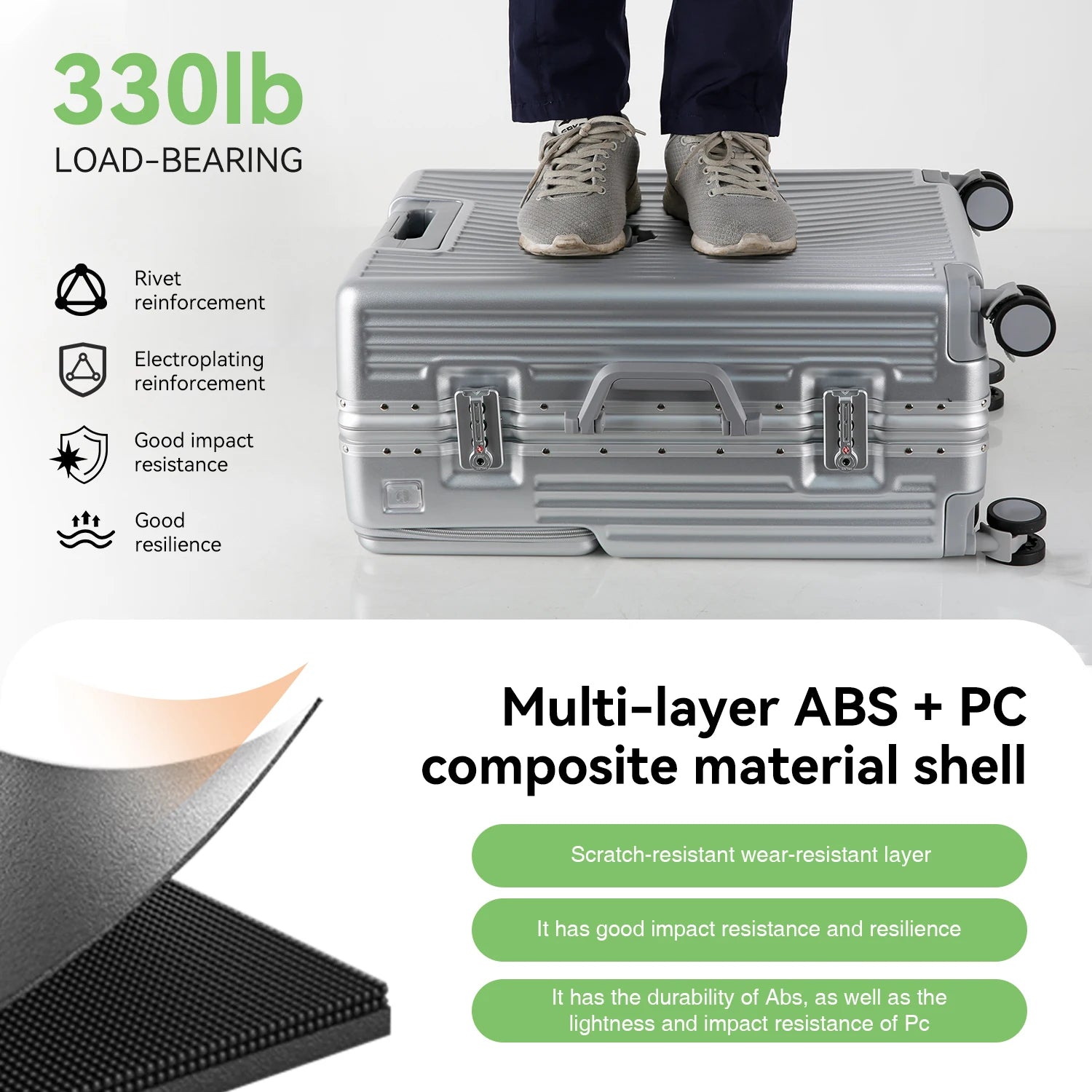 AIWEINY 2025 Aluminum Frame Suitcase PC Hard Shell Pressure-Resistant Travel Luggage, 360° Silent Swivel Wheels, with TSA Lock.