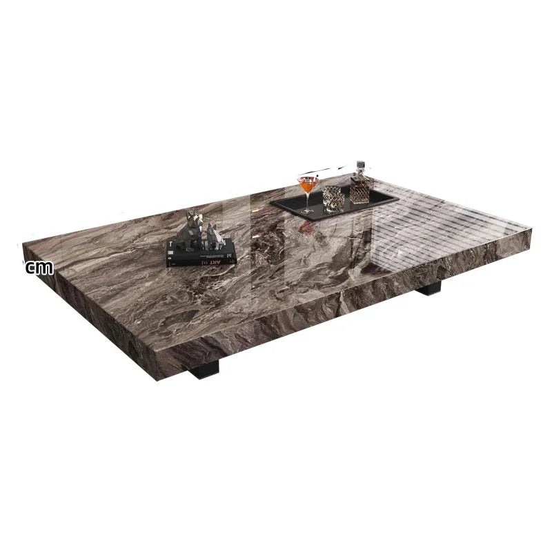 Rock Slab Coffee Table Rectangular Countertop — White | KIMLUD