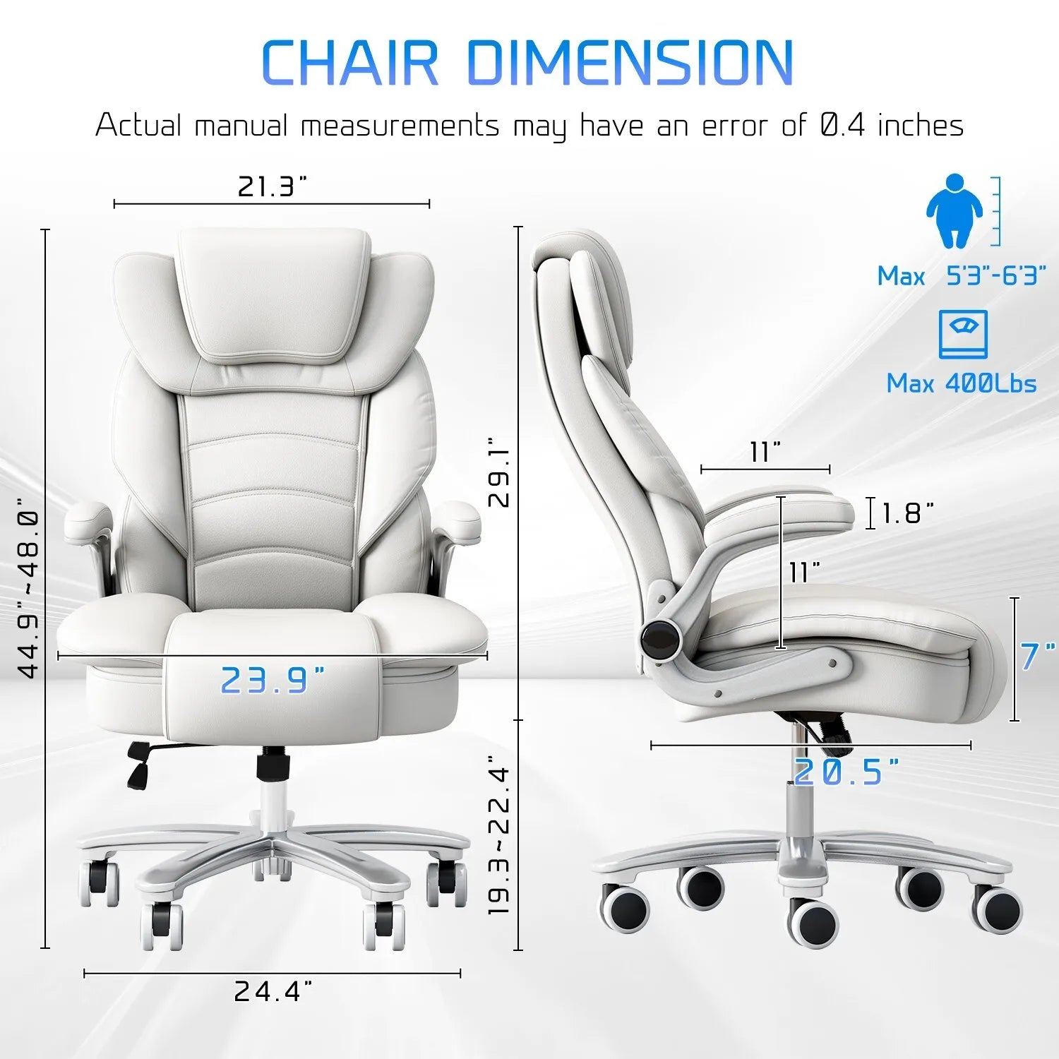 Big and Tall Fabric Computer Chair Full Stainless Steel Comfortable Ergonomic Chair